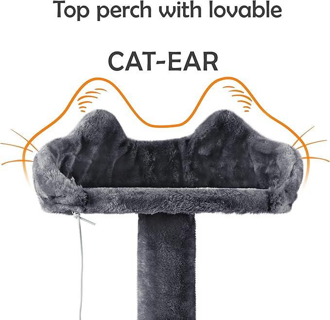 Yaheetech Cat Tree Tower, Multi-Level Large Plush Condo Cat Furniture with Sisal Scratching Posts and 2 Danglinge Balls Gray