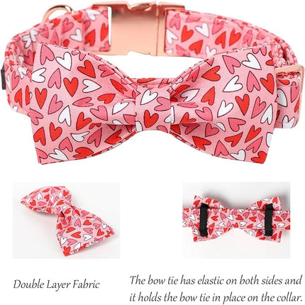 Lionet Paws Valentines Dog Collar Bowtie, Dog Bowtie Collar with Metal Buckle for Dogs, Adjustable Comfortable Dogs Collars Girl Boy, L, Neck 16-24 in