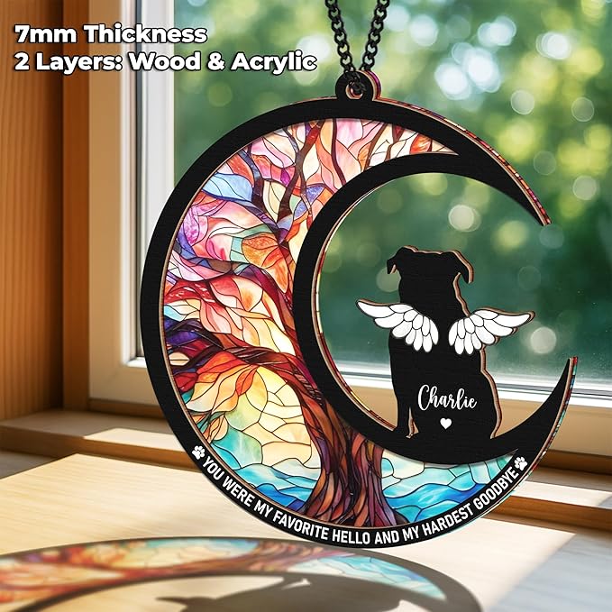 Personalized Dog Memorial Gifts, Pet Memorial Ornament, Sympathy Keychain for Dogs, Pet Remembrance Bracelet, Loss of Animal Sympathy Card, Rainbow Bridge Dog Loss Gift, Bereavement Suncatcher