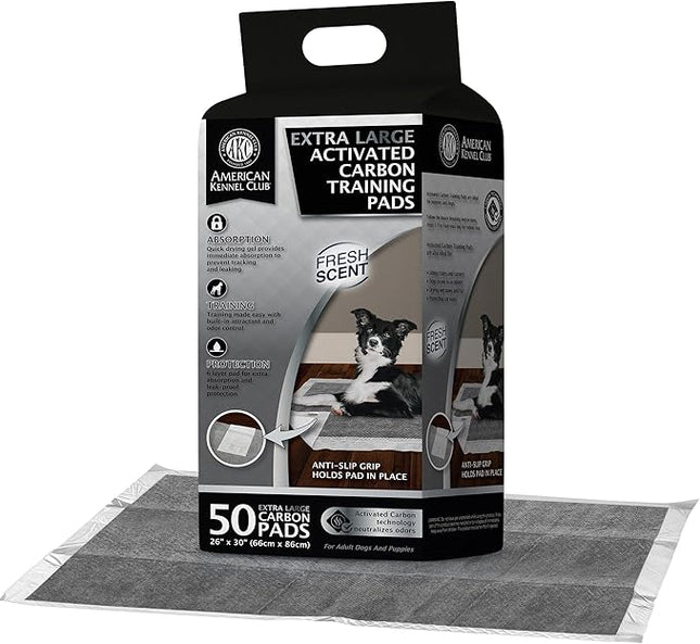 American Kennel Club XL Carbon-Activated Puppy Training Pads – 50 Count, 26 x 30