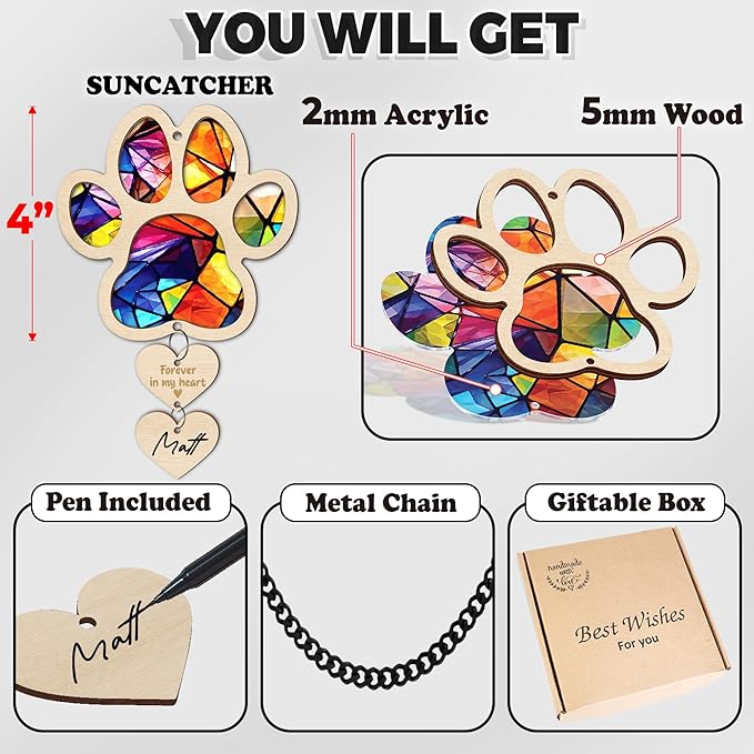 Pet Memorial Ornament for Christmas Tree Xmas Hanging Dog Cat Ornament Sympathy Gift Loss of Pet Passing Away Remembrance Keepsake for Pet Lover Ideas Gift in Loving Memory of Pet PS28-N4