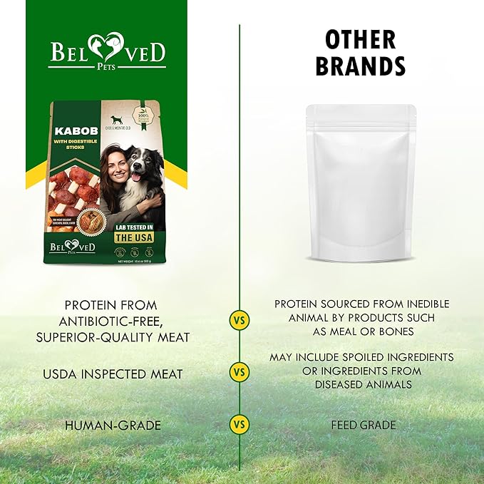 Beloved Pets Dog Treats Rawhide-Free Kabobs with Duck & Chicken Human Grade Meat 10.6 oz - All Natural Pet Dried Snacks & Grain Free Long Lasting Chews for Large & Small Dogs - Supports Healthy Teeth