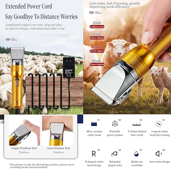 Electric Professional Dog Grooming Clippers, Powerful Sheep Shears Pet Grooming Clippers for Heavy Duty Hair,Horses Cat Farm Livestock Fur Carpet Trimmers Shaver for Thick Coats