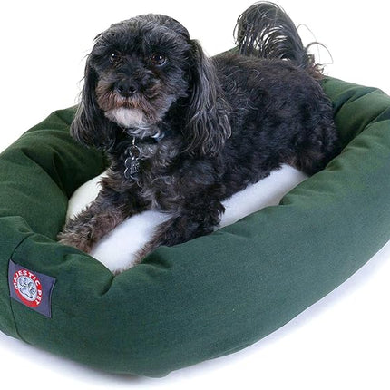 Majestic Pet 24 inch Green & Sherpa Bagel Dog Bed Products, 24.0"L x 19.0"W x 7.0"Th