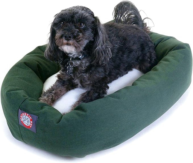 Majestic Pet 24 inch Green & Sherpa Bagel Dog Bed Products, 24.0"L x 19.0"W x 7.0"Th