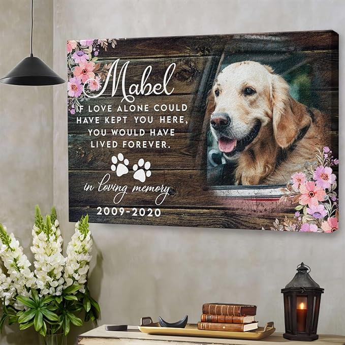 Dem Canvas Personalized Photo Canvas Prints, Dog Loss Gifts, Forever In My Heart, Pet Memorial Gifts, Dog Death Sympathy Gifts, Dog Passing Away Loss Gift Dog Grieving Gifts (12x08), Style 7