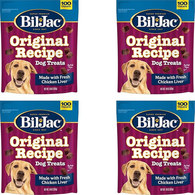 Bil-Jac Original Recipe Soft Training Treats for Dogs, Made with Chicken Liver, Resealable Double Zipper Pouch 10oz (4-Pack)
