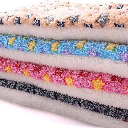 FJWYSANGU Fluffy Pet Cat Blanket Soft Coral Velvet Pet Puppy Cushion Mat Warm Cover Soft Pad Mat(Star V2/Dark Blue,X-Large)