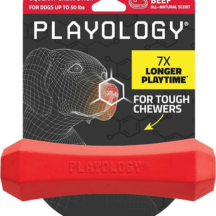 Playology Dog Toys | Durable Squeaky Chew Stick for Dogs| Medium Beef Scented Toy - Easy to Clean and Made from Non Toxic Materials