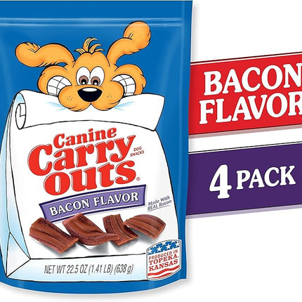 Canine Carry Outs Dog Treats, Bacon Flavor, 22.5 Ounce (Pack of 4), Made with Real Bacon