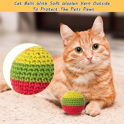 Retro Shaw Cat Toys Balls, Yarn Cat Ball with Bell Inside, Kitten Toys for Indoor Cats Kitty, Interactive Cat Nip Chew Toys for All Pet Breed 6 Pack