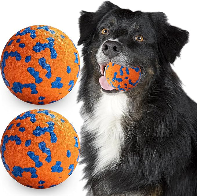 Dog Balls, Indestructible Dog Toy Ball for Aggressive Chewers, Durable High Elasticity Interactive Ball for Training Dog Catch and Fetch, Large Medium Small Dog and Puppies(Orange, 3in, 2pcs)