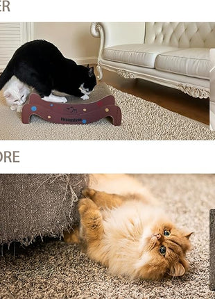 Cat Scratcher, Cat Scratching Board, Cat Scratcher Set, Scratch-Resistant Cat Scratching Post Large (20L X 4H in.) and Small (16.5L X 2.5H in.), Corrugated Cardboard