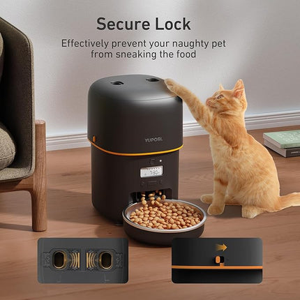 Automatic Cat Feeder - 2L Cat Food Dispenser, Timed Auto Pet Feeder with 180-day Battery Life, 1-6 Meals Per Day, 1-16 Portion, Desiccant Bag Keeps Dry Food Fresh, Also for Small Dogs