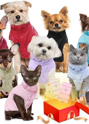 Winter Warm Dog Jacket for Small Medium Dogs Cat Cold Weather Coats with Harness Paded Dogs Fleece Vest Waterproof Windproof Dog Snow Jacket Pet Puppy Clothes (Light Blue,XS)