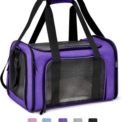 Large Cat Carriers Dog Carrier Pet Carrier for Large Cats Dogs Puppies up to 25Lbs, Big Dog Carrier Soft Sided, Collapsible Travel Puppy Carrier - Large - Purple