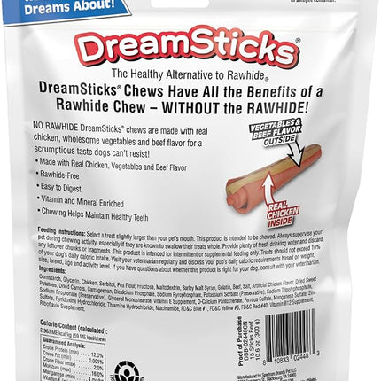 DreamBone DreamSticks, Rawhide Free Dog Chew Sticks Made with Real Beef and Vegetables, 15 Sticks