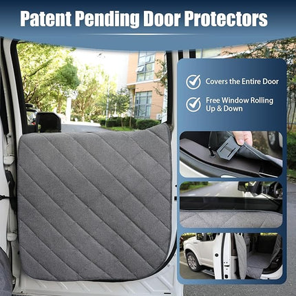 Large Back Seat Extender for Dogs, Paw-Proof & Waterproof Pet Seat Cover with Door Protection for Full-Size Crewcab Trucks, Dog Hammock Reinforced with Glass-Fiber Rods