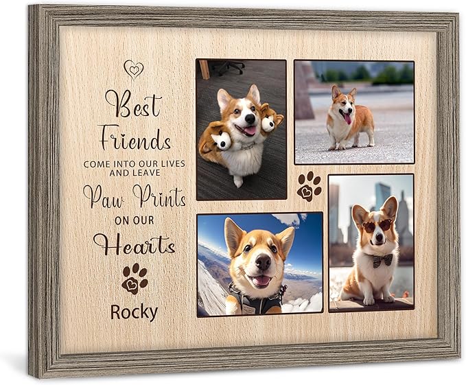 Custom Dog Memorial Gifts for Loss of Dog, Personalized Wall Art with Photo and Name, Forever in My Heart Memorial Canvas Keepsake for Pet Owners Lovers, Customized Dog Loss Sympathy Gifts