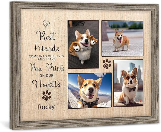 Custom Dog Memorial Gifts for Loss of Dog, Personalized Wall Art with Photo and Name, Forever in My Heart Memorial Canvas Keepsake for Pet Owners Lovers, Customized Dog Loss Sympathy Gifts
