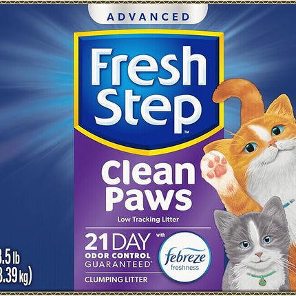 Fresh Step Clean Paws Cat Litter with Febreze Freshness, Advanced Multi Cat Low Tracking Clumping Litter, 37 lbs. (2 x 18.5 lb. Box)
