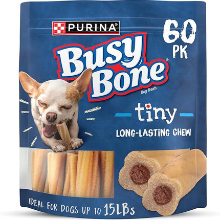Purina Busy Bone Adult Toy Breed Dog Chew Bone Treats, Tiny - 60 ct. Pouch