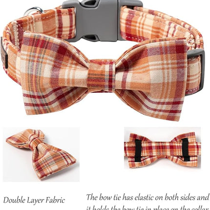 Lionet Paws Dog and Cat Collar with Bowtie Grid Collar Plastic Buckle Light Adjustable Collars for Small Medium Large Dogs