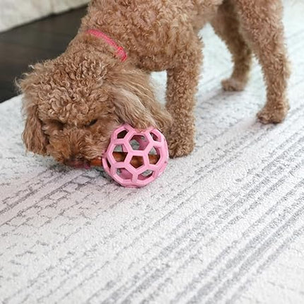 JW Pet HOL-ee Roller™, Dog Toy Puzzle Ball, Natural Rubber, Medium (4.5” Inch Diameter), Pink