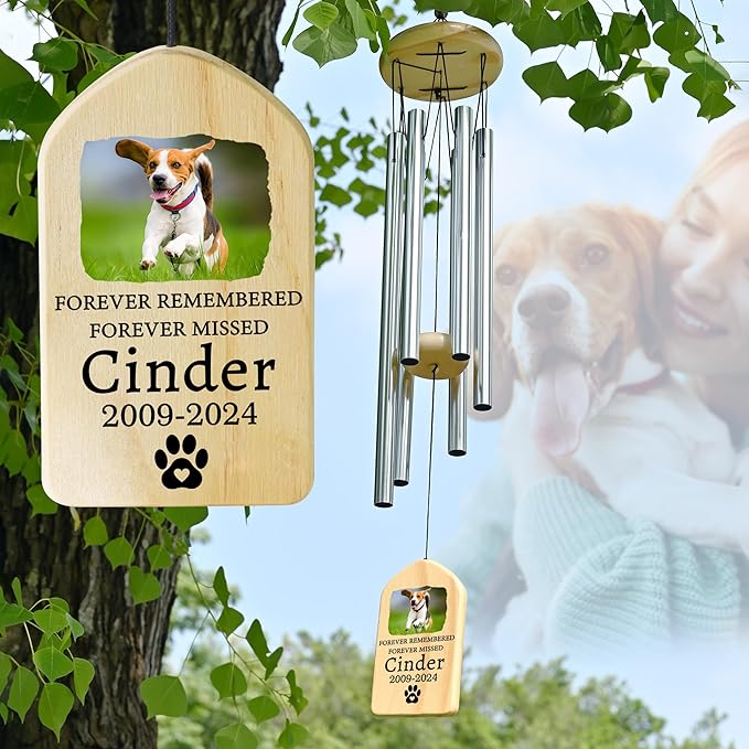 Personalized Pet Memorial Gifts, Pet Memorial Wind Chime, Dog Memorial Gifts, Cat Memorial Gifts, Pet Loss Gifts, Pet Loss Sympathy Gift, Dog Bereavement Gift, Dog Remembrance Gift - Remembered