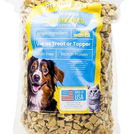 hotspot pets Freeze Dried Beef Heart Treats for Cats & Dogs - 1LB Resealable Big Bag, Made in USA, Single Ingredient All Natural Grain-Free Immune support Treats -Perfect for Training, Topper or Snack