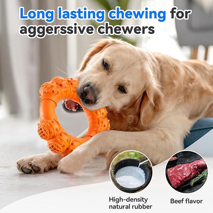 Indestructible Dog Chew Ring Toys for Aggressive Chewers, Super Chewer Toy for Medium Large Dogs, Puppy Teething Rings, Interactive Ring for Boredom,Heavy Duty Dog Teething Toys