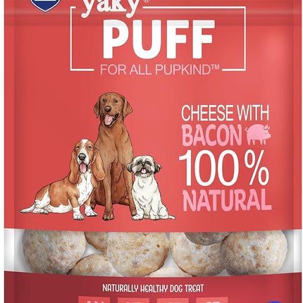 yakyPUFF Himalayan Cheese Treats | Lactose Free | Gluten Free | Grain Free | REAL BACON | USA MADE | For All Breeds | Bacon Flavor Crispy Puffed Treat