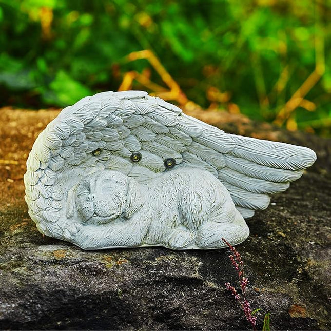 LEWIS&WAYNE Dog Pet Memorial Stones Gifts, Antique Effect Pet Loss Sympathy Remembrance Gifts with Solar Light Grave Markers Dog Statue Garden Decor Outdoor