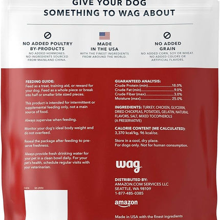 Amazon Brand - Wag Soft & Tender American Jerky Dog Treats – Turkey Recipe (24 oz)