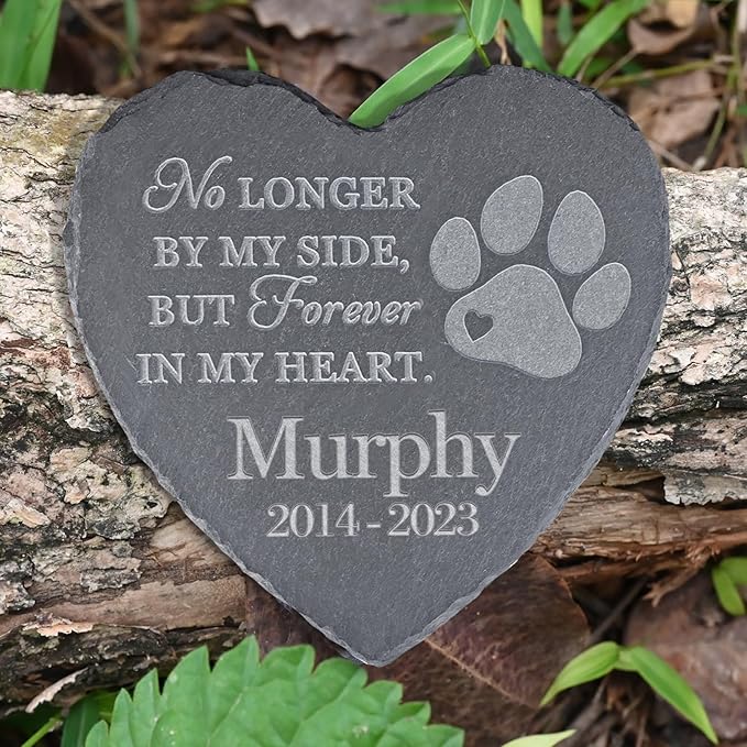 Pet Memorial Stones, Gifts Personalized, Loss of Dog Sympathy Gifts, Bereavement for Pet, Grave Headstone, - Design B, 6''x6''/15x15cm