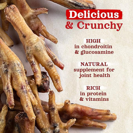 Natural Farm Nail-Free Chicken Feet Dog Treats (100 Pack), 100% Free-Range Air Dried Chicken Feet, No Nails, Fully Digestible, High Protein, Low Calorie, Joint Support, Single Ingredient