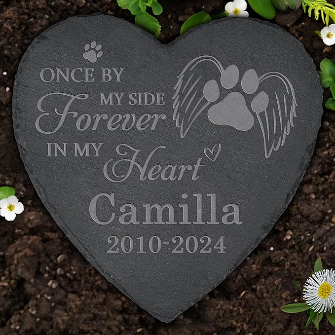 Pet Memorial Stone, Dog Memorial Stone, Dog Memorial Gifts for Loss of Dog, Pet Memorial Gifts, Pet Loss Sympathy Gift, Dog Bereavement Gifts, Dog Passing Away Gifts - Once by My Side
