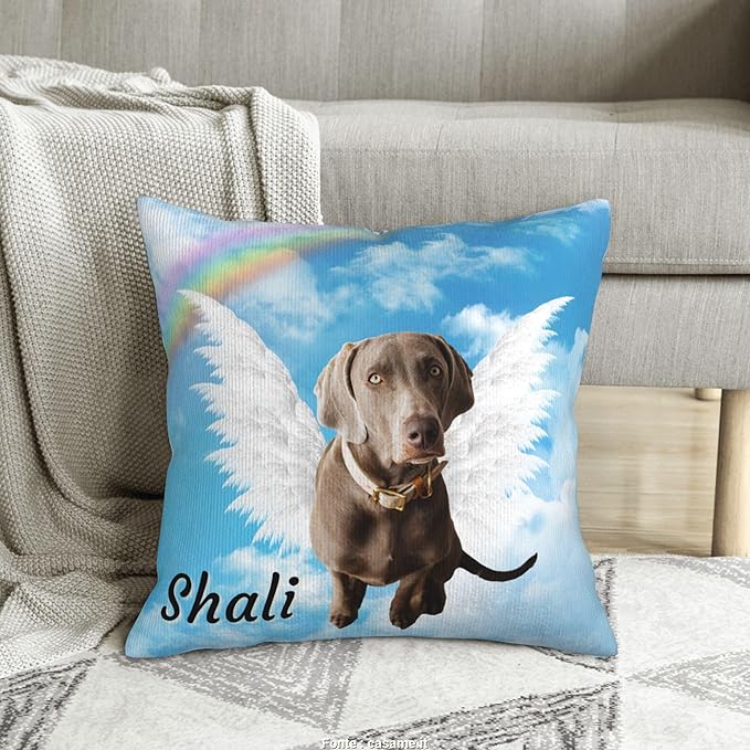 Funnylife Personalized Pet Memorial Throw Pillow with Photo Pet Memorial Gifts for Dogs Cats Loss of Dog Sympathy Gift Dog Bereavement Remembrance Picture Pillow