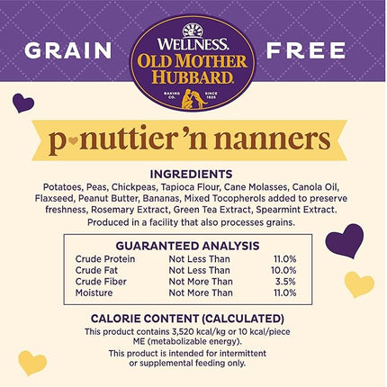 Old Mother Hubbard Wellness P-Nuttier 'N Nanners Dog Biscuits, Natural, Training Treats, Peanut Butter & Banana Flavor, Mini Size, (16 Ounce Bag)