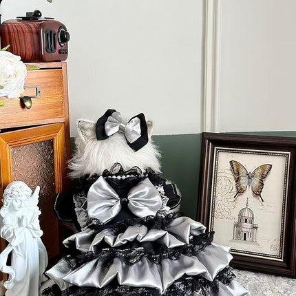 Fashion Sweet Puppy Dog Lace Princess Dress for EXTRAL Small and Small Dog C-Black X-Large