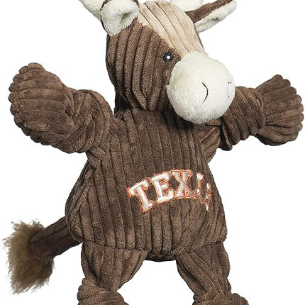 HuggleHounds Knottie Plush Dog Toy - Stuffed Animal Toy, Puppy Toys, Squeaky Dog Toy for Small, Medium & Large Dogs, Durable Plush to Keep Them Busy, Officially Licensed - Texas Longhorn, Small