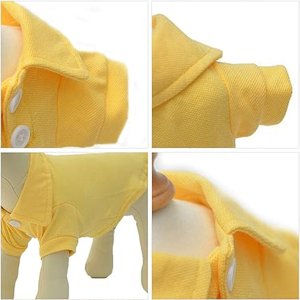 lovelonglong Basic Dog Polo Shirts Premium Cotton, Polo T-Shirts for Large Medium Small Dogs with a Two-Button Collar Blank Color Yellow XXL
