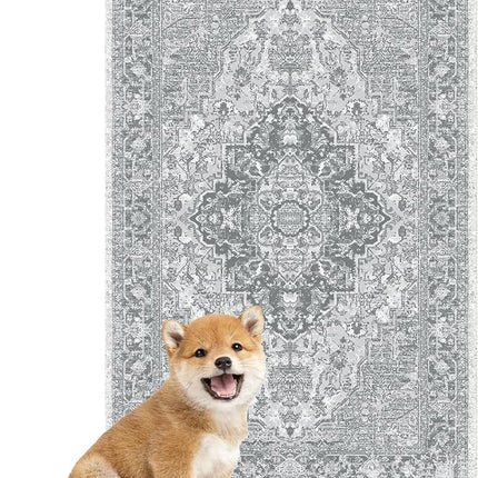 nunubaby Washable Pee Pads for Dogs, Stylish, Non-Slip and Leak-Proof Pee Pads. Reusable Potty Pads for Dogs for Crates and Floors.(Gray/Geo, 24" x36" )