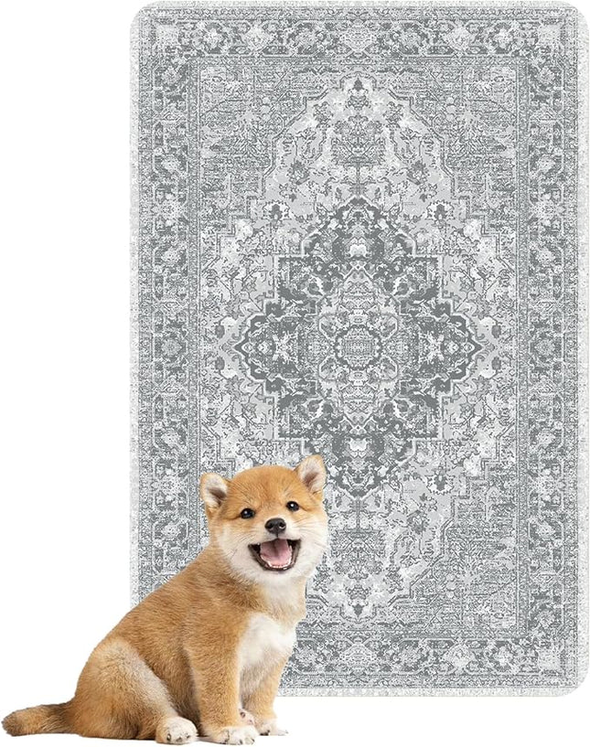 nunubaby Washable Pee Pads for Dogs, Stylish, Non-Slip and Leak-Proof Pee Pads. Reusable Potty Pads for Dogs for Crates and Floors.(Gray/Geo, 24" x36" )