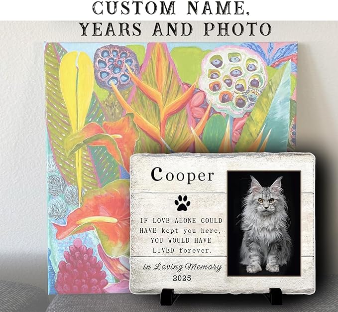 Personalized Pet Memorial Stone, Custom Dog Memorial Gifts for Loss of Cat with Photo Name Date, Cat Remembrance Gift, Loss of Dog Sympathy Gift for Dog Cat Lovers (Quote 9)