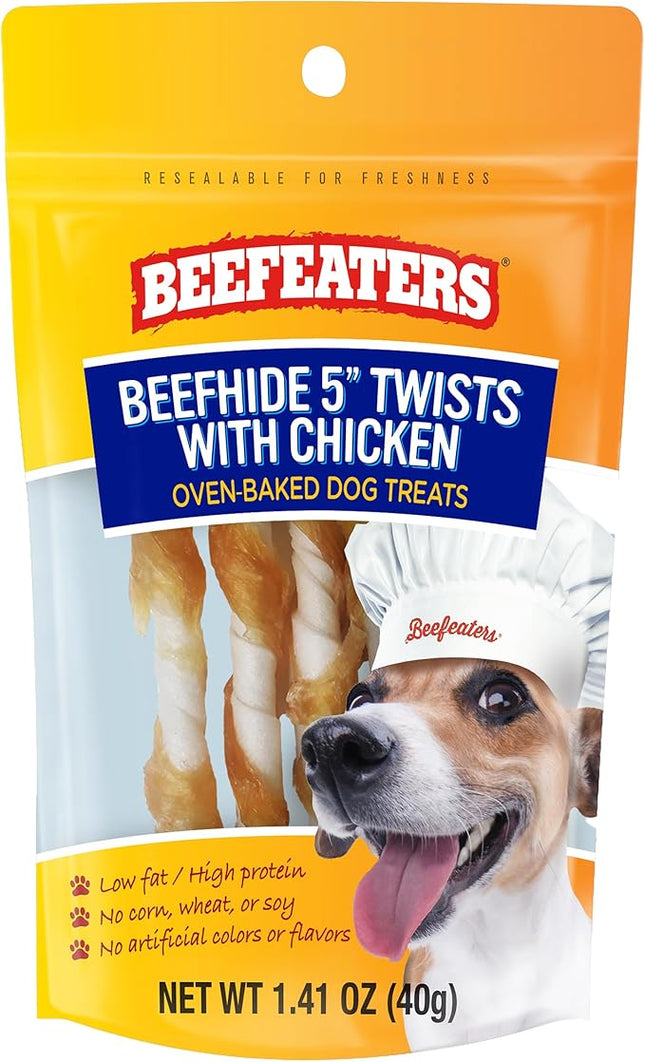 Beefeaters Beefhide 5in Twist with Real Chicken – Protein-Rich Dog Treats for Clean Teeth, Ideal for Training & All Dog Sizes