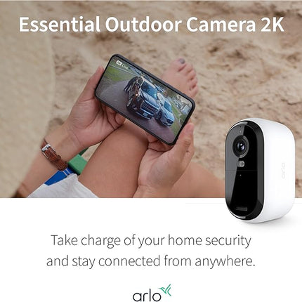 Arlo Essential Security Camera 2K | Outdoor-Indoor | 2nd Gen | Wireless with Spotlight, 2-Way Audio, Color Night Vision, Live Stream, Motion Activation, Real Time Notifications - White, 2 Camera