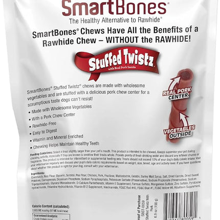 SmartBones Stuffed Twist Sticks with Pork, 6 Count, 6.9 Ounces, Rawhide-Free Chews for Dogs Made with Real Chicken and Real Pork