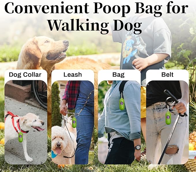 420 Count Dog Poop Bags Rolls with Dispenser & Leash Clip, 9″ x 13″ Scented Biodegradable Leak Proof Poop Bags for Dogs, Cats & Pet Waste, 28 Refill Rolls of 15, Purple