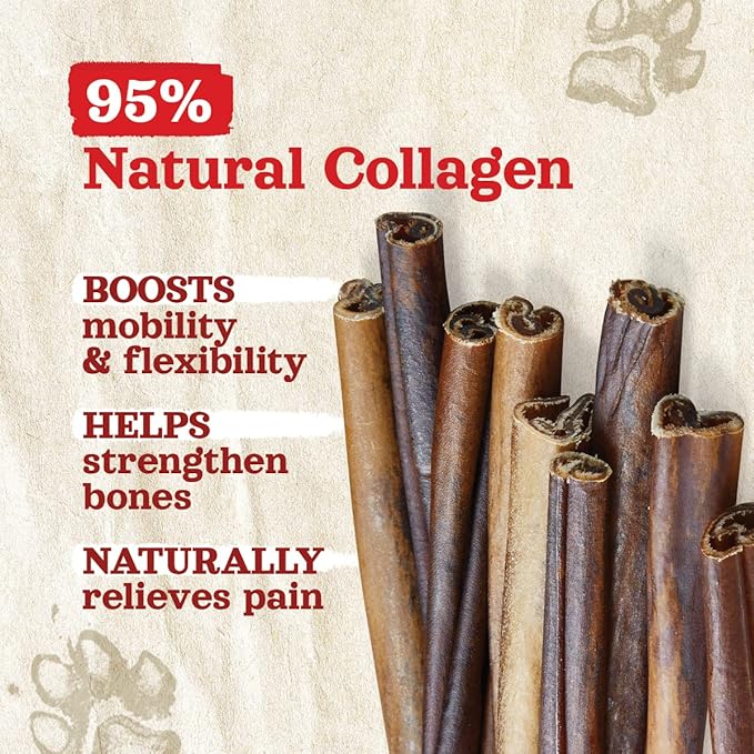 Natural Farm Odor-Free Collagen Chews, (12-Inch, 12-Pack), Long Lasting Bully Sticks & Rawhide Alternative Dog Treats, 95% Collagen, High Protein Best Dental Dog Treats – Medium & Large Dogs